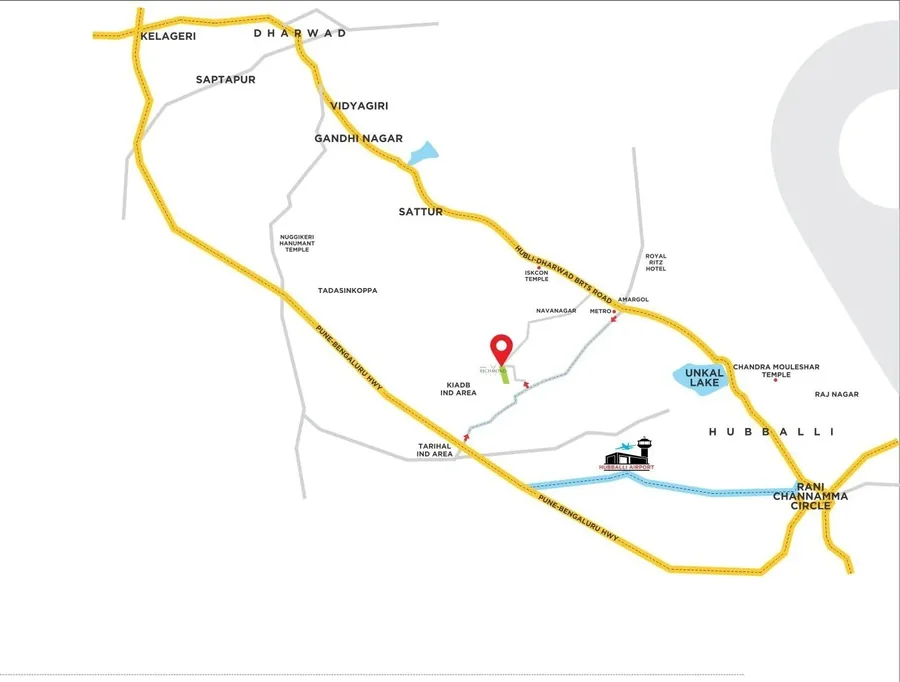 Map showing Richmond Park location near Navanagar and Hubballi